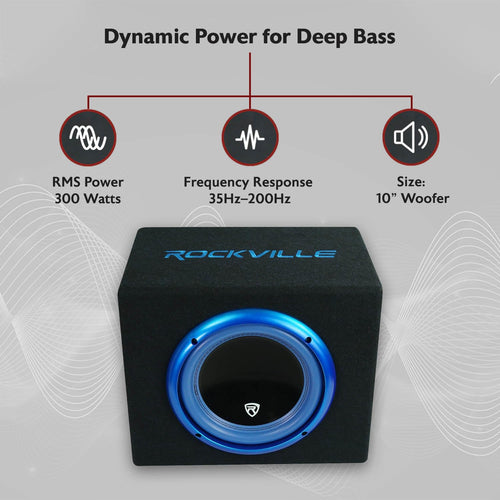 10" Active Powered Car Subwoofer with Enclosure O3637