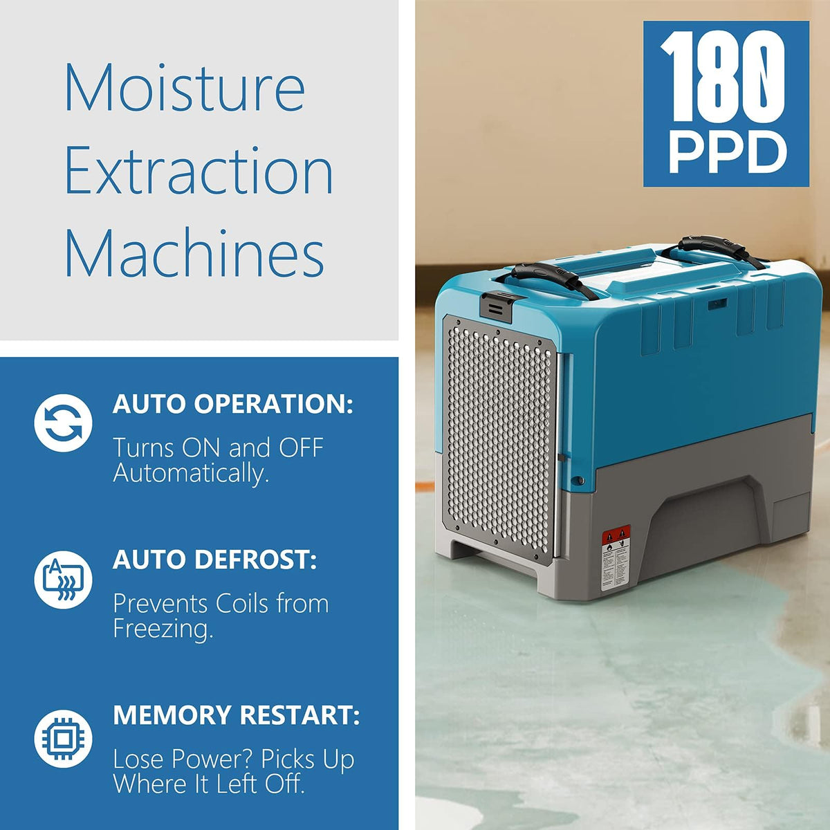 180 PPD Commercial & Industrial Dehumidifier with Pump R198