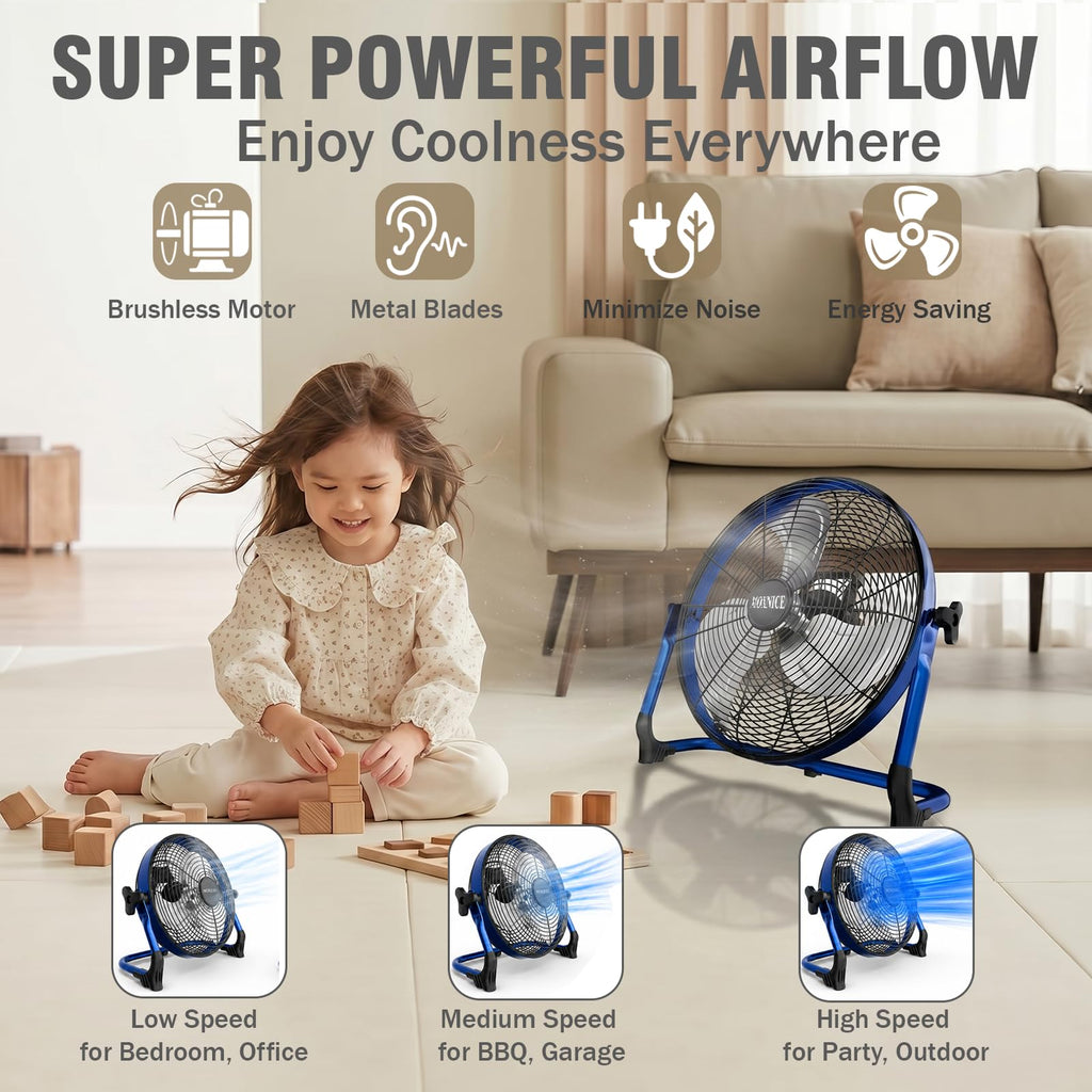 20" Portable Rechargeable Battery Operated Floor Fan U280879