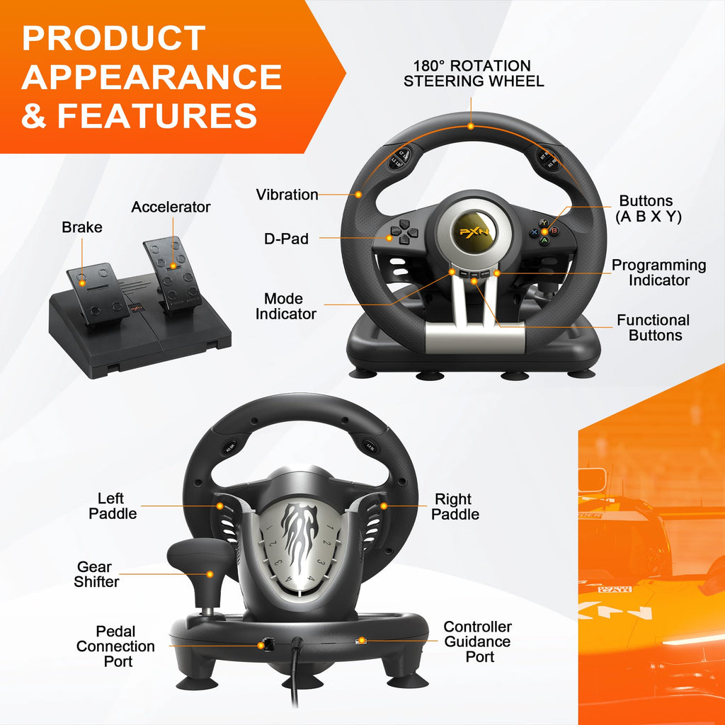 Gaming Steering Wheel with Pedals V37800