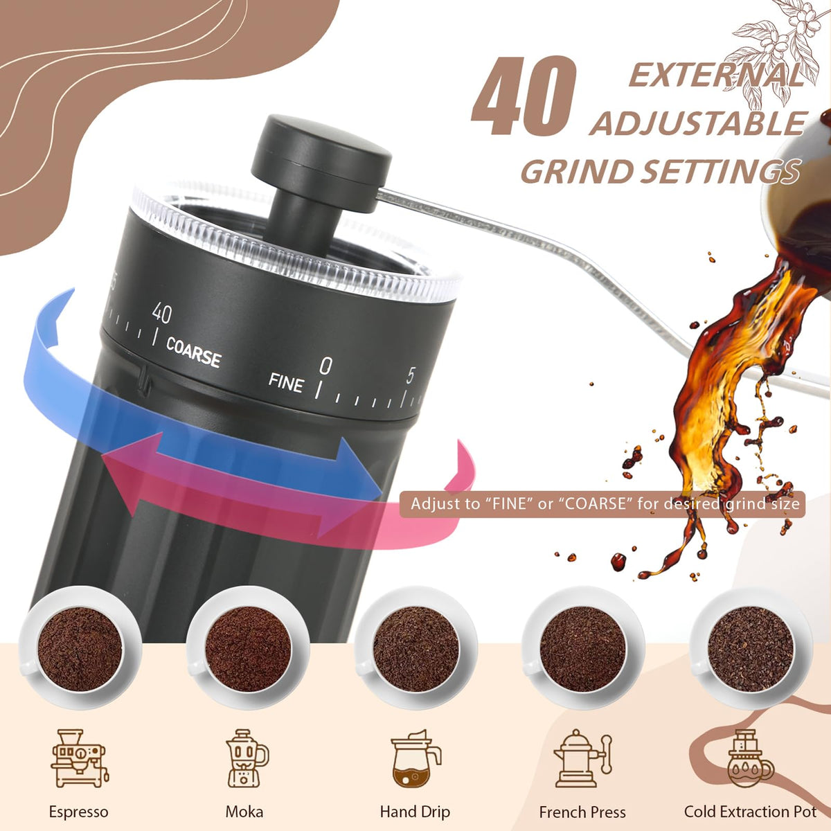 Manual Coffee Grinder with Ceramic Conical Burr F88671