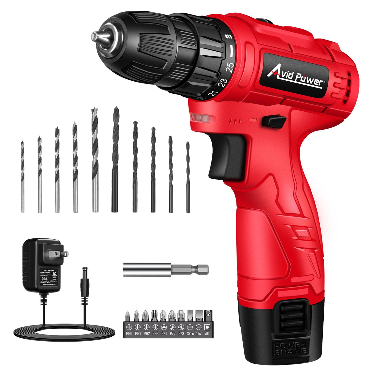 12V Cordless Drill Set 3/8" Power Driver E39964