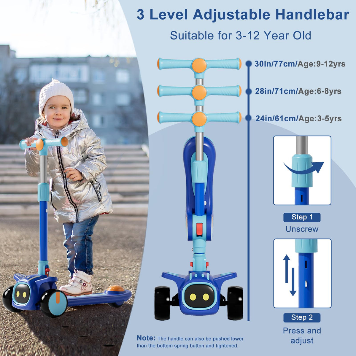 2-in-1 Kids 3 Wheel Kick Scooter with Adjustable Seat I417