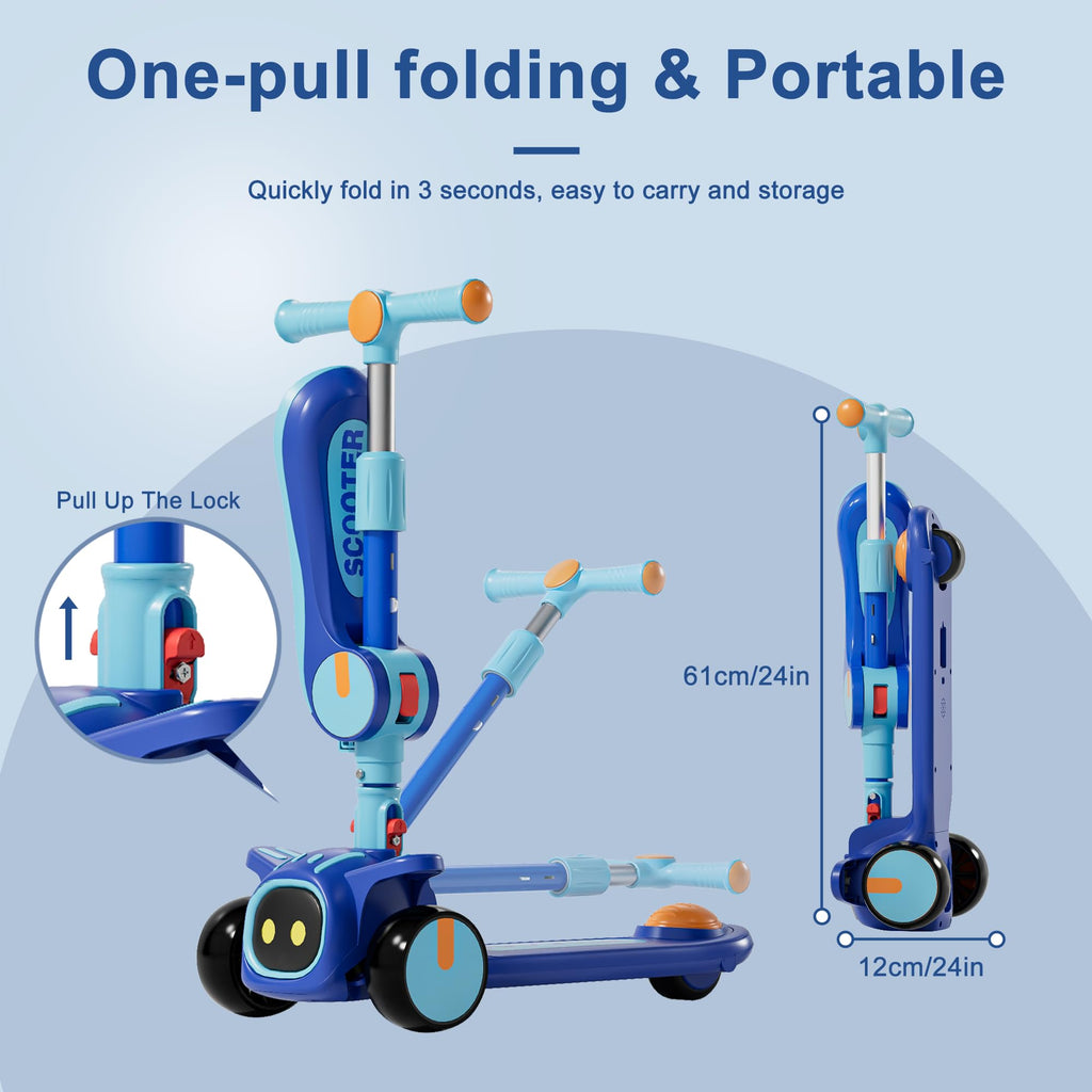 2-in-1 Kids 3 Wheel Kick Scooter with Adjustable Seat I417