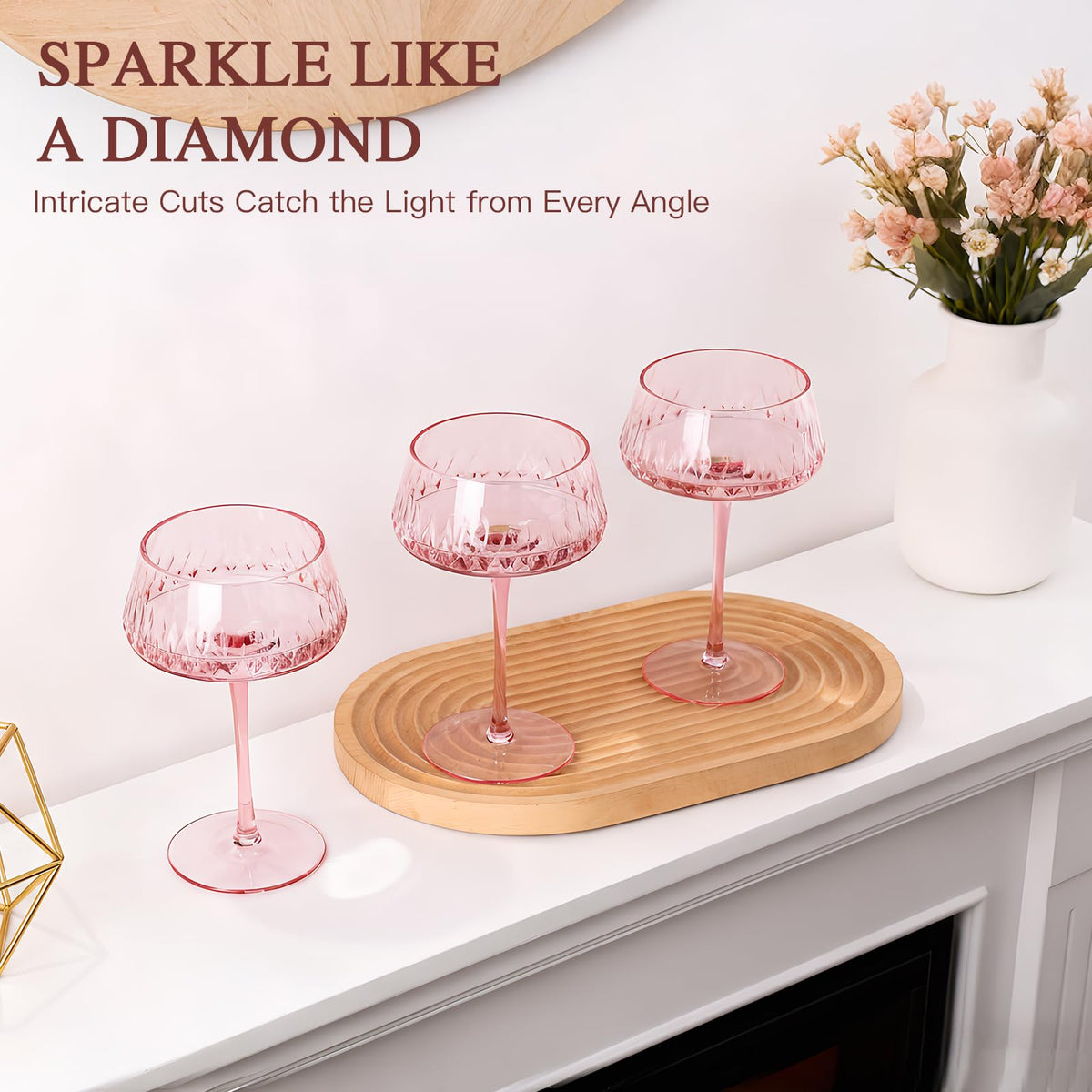 Pink 14 oz Martini Glasses Set of 6 S6532
