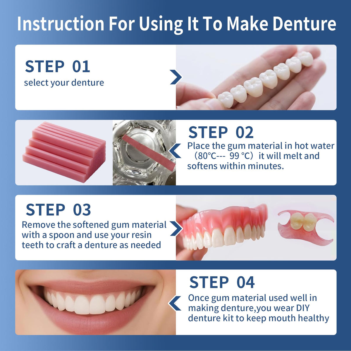 Boil & Fit Denture Reliner Kit for Full or Partial Denture U90449