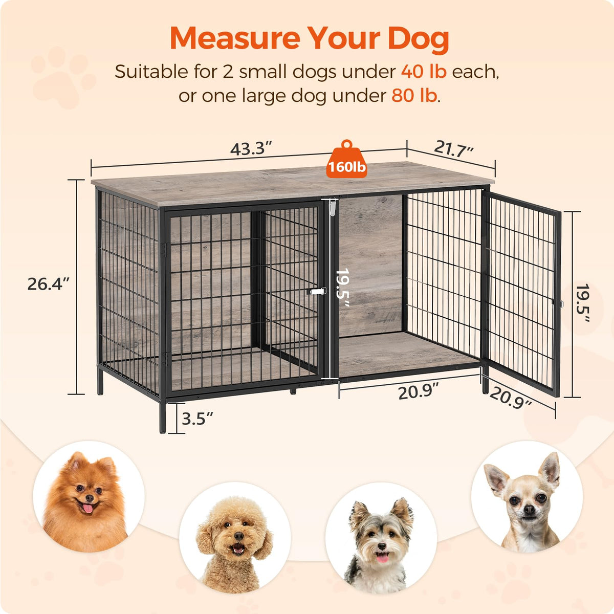 Greige Dog Crate Furniture G507958