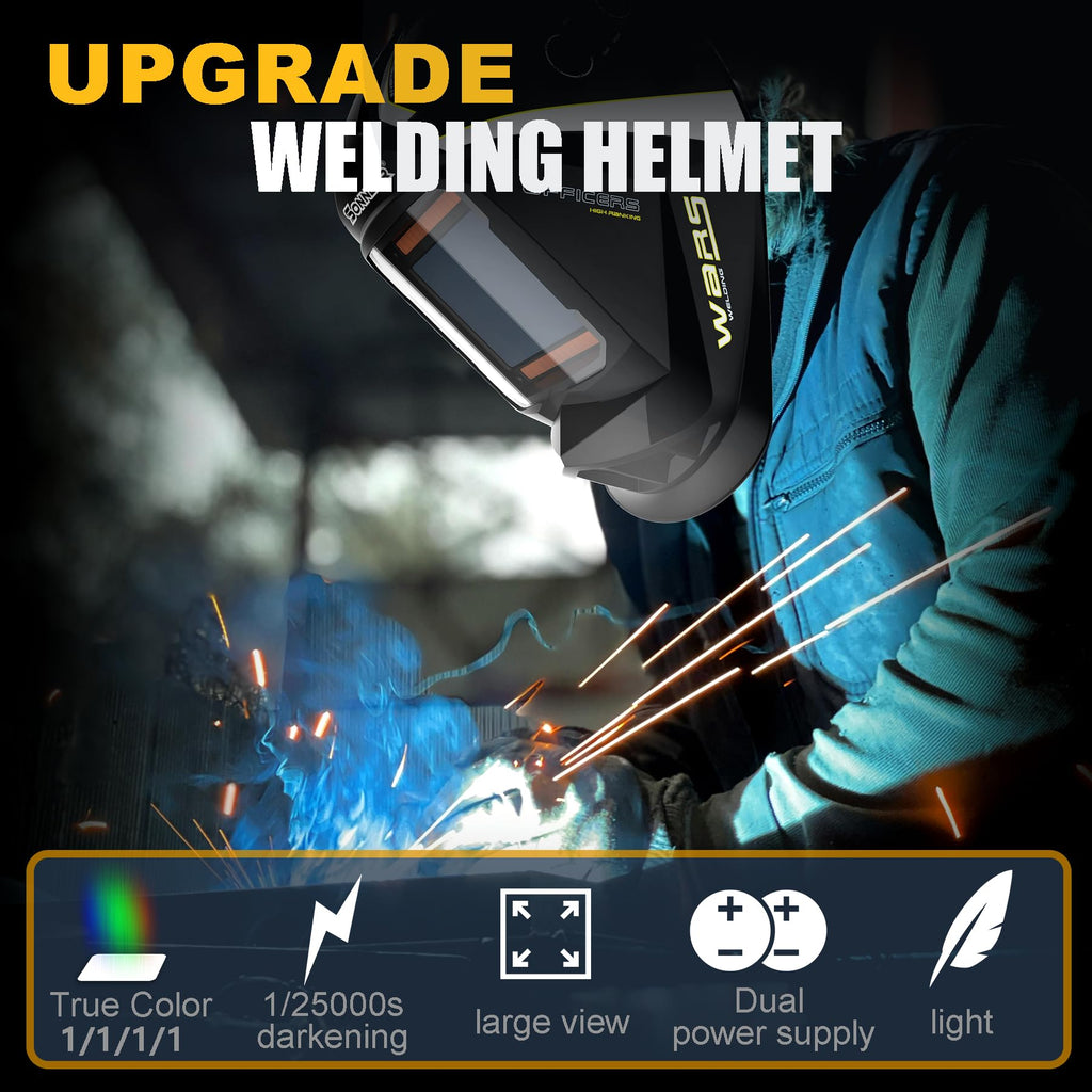 Auto Darkening Welding Helmet Large Viewing True Color Solar Battery Power Q32026