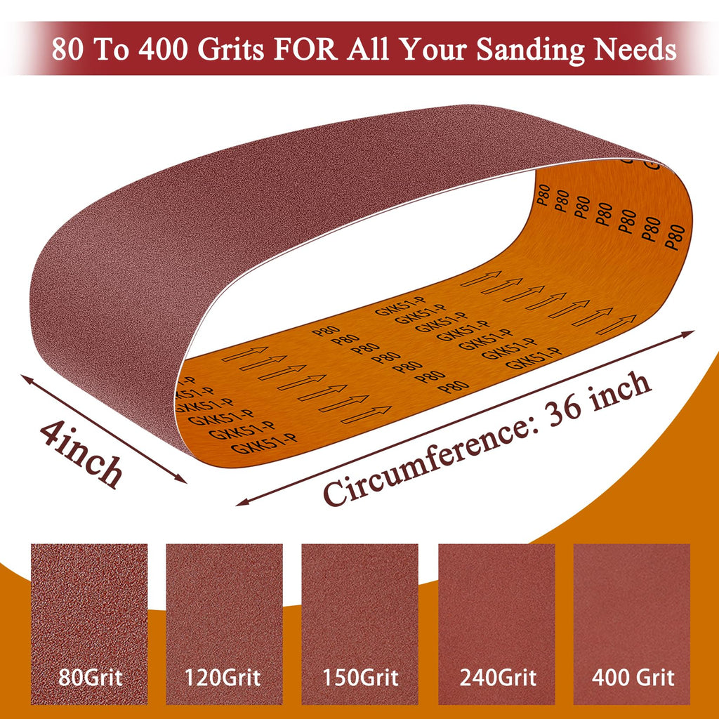 4 x 36 inch 11 Pc Sanding Belts and 6" Self Stick Sanding Disc Set H748750