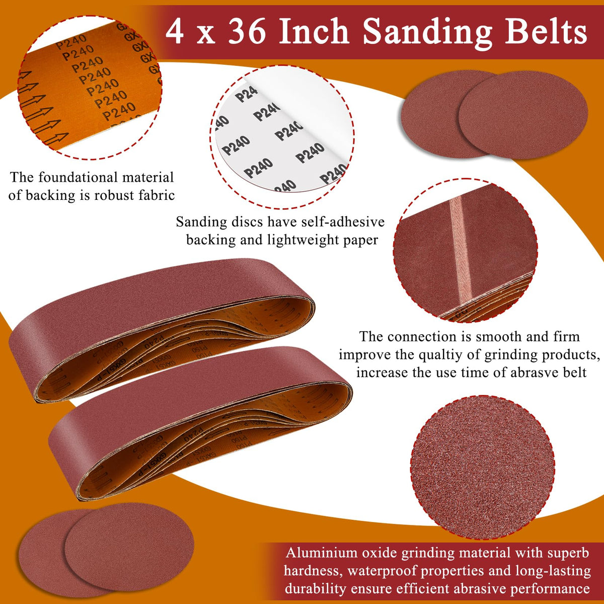 4 x 36 inch 11 Pc Sanding Belts and 6" Self Stick Sanding Disc Set H748750