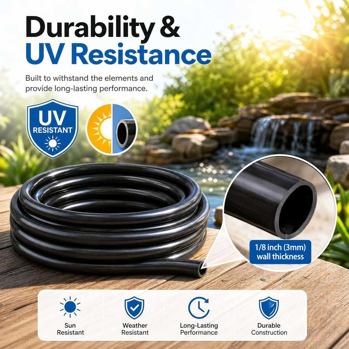 3/4 Inch ID x 100ft PVC Hose with 4 Stainless Steel Hose Clamps V168310