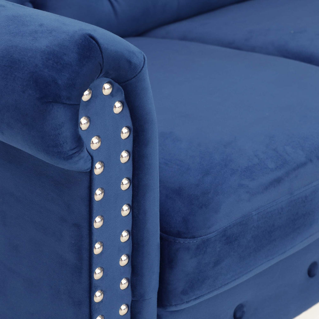 Navy Velvet 2-Seater Loveseat Sofa F859414