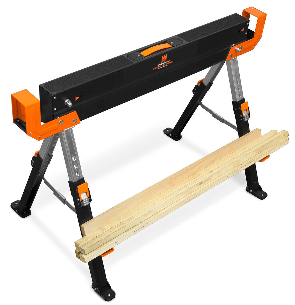 Steel Saw Horse Set, 1300-Pound Capacity, Height Adjustable, Two Pack Y79360