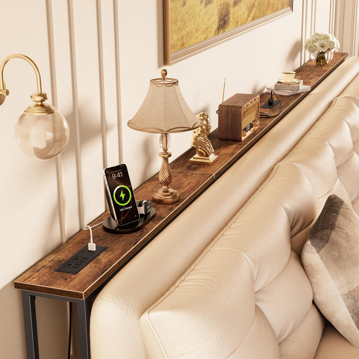118 Inch Sofa Table with Power Outlets Y3650