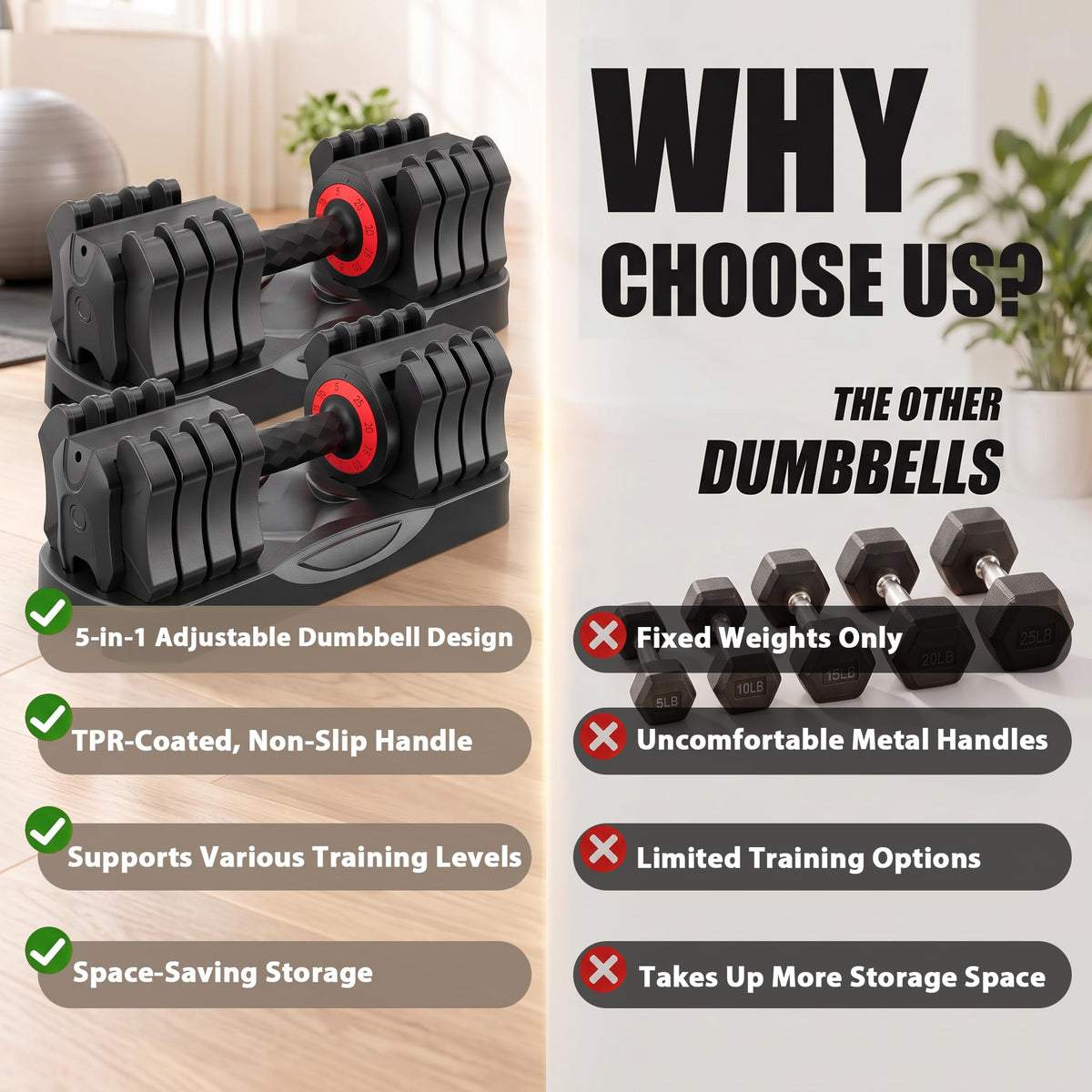 25 lb Adjustable Dumbbell Set C594