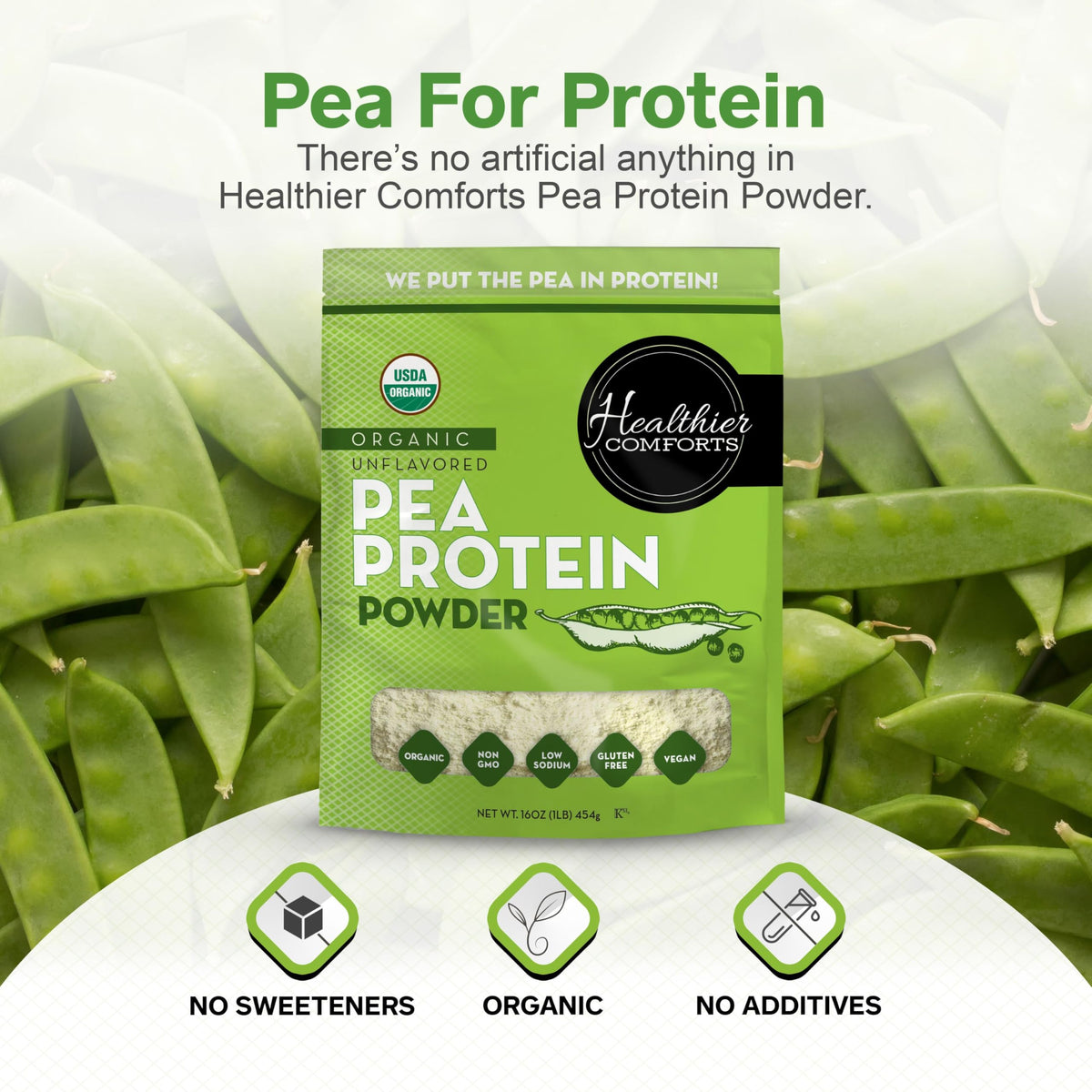 Organic Unflavored Pea Protein Powder 1 lb Q926