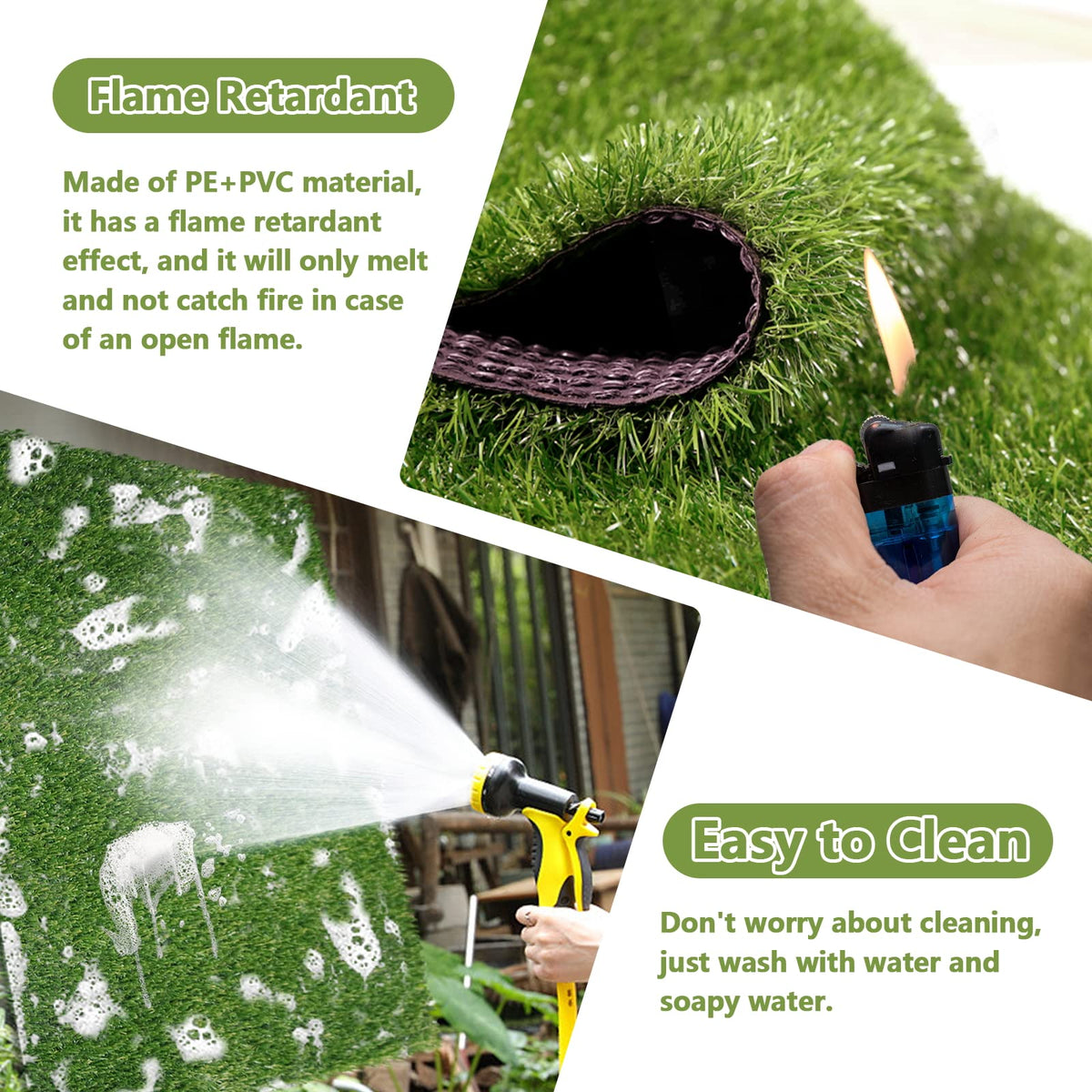 43.3 x 29.5 Inches Washable Artificial Grass Rug T856