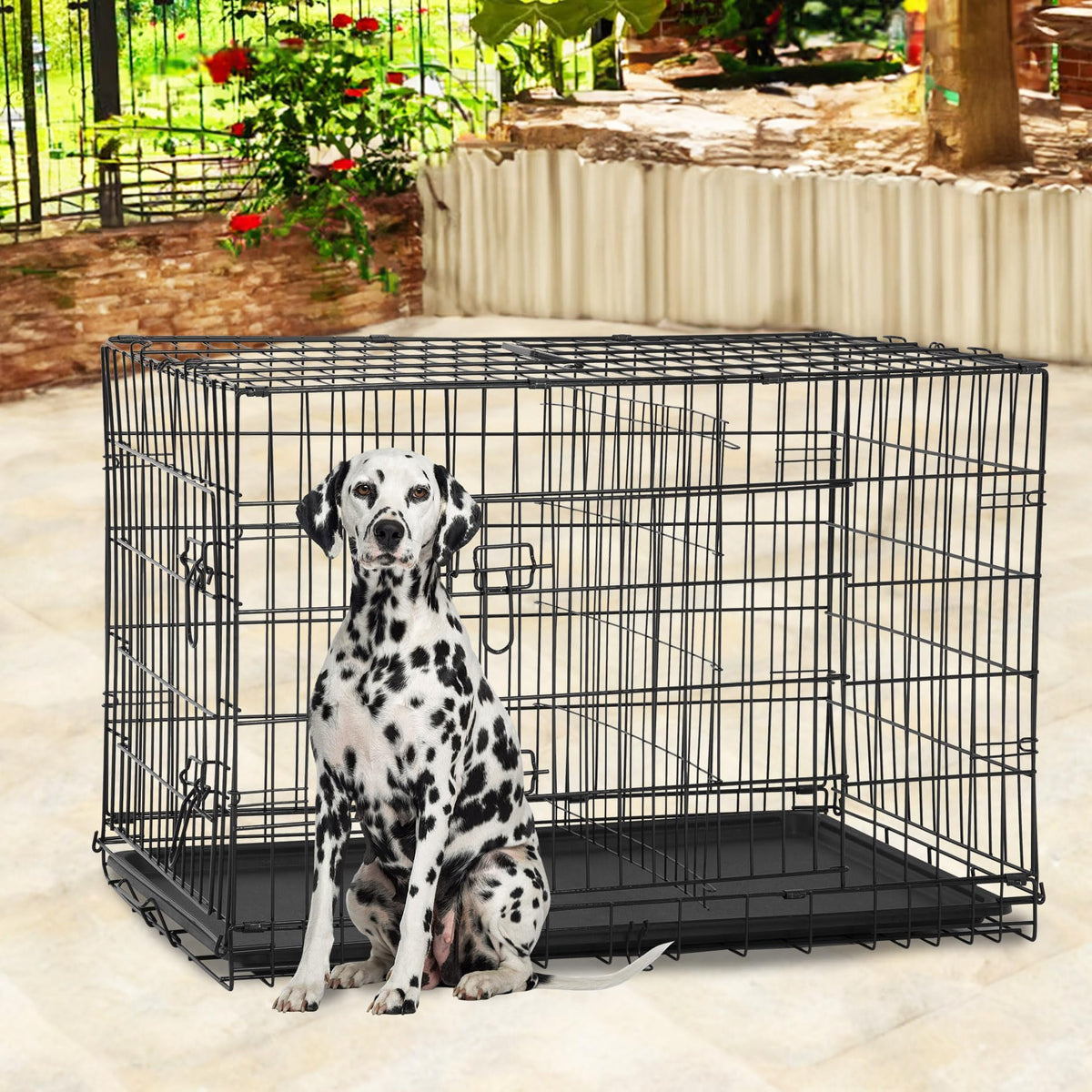 Black Foldable Metal Dog Crate L5004