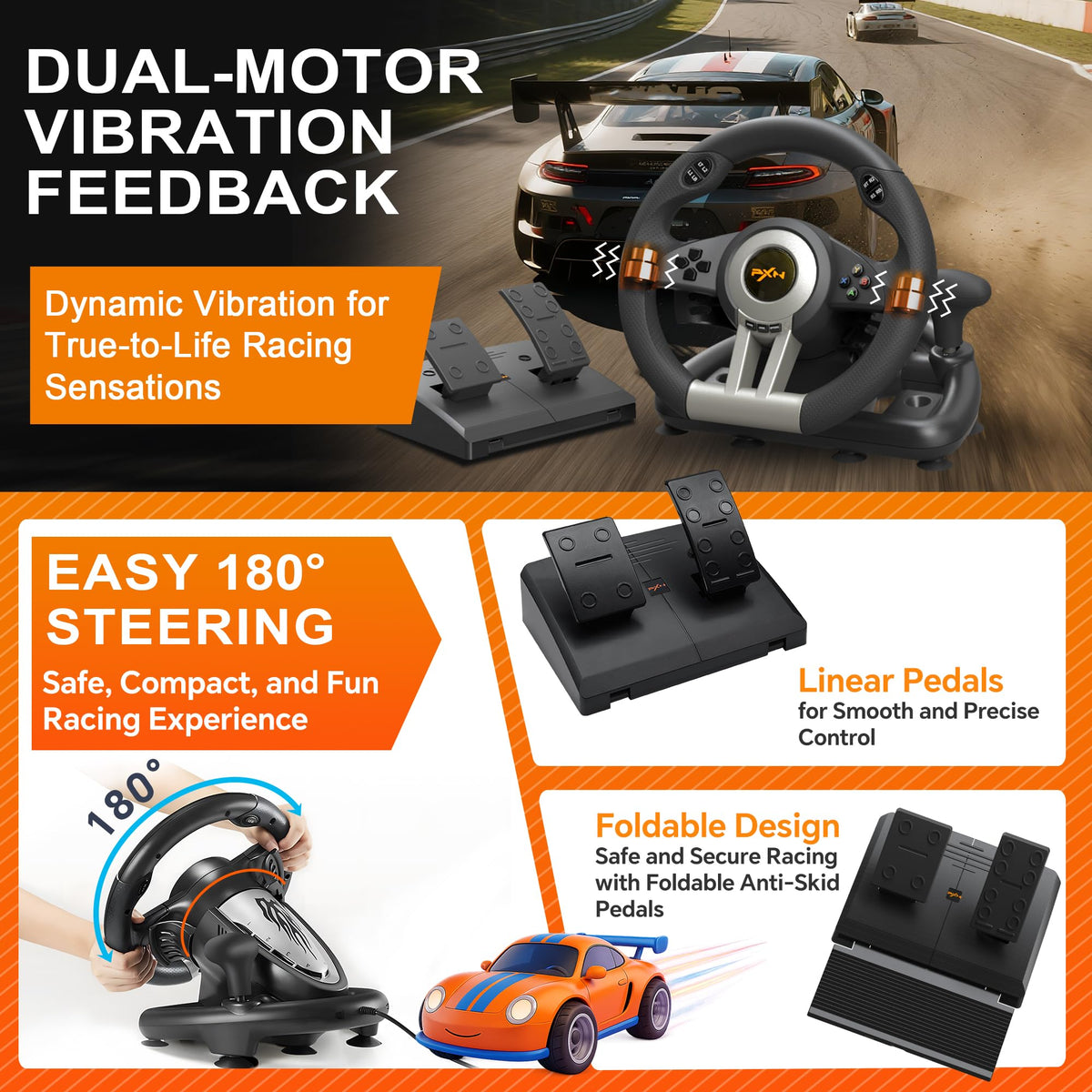 Gaming Steering Wheel with Pedals V37800