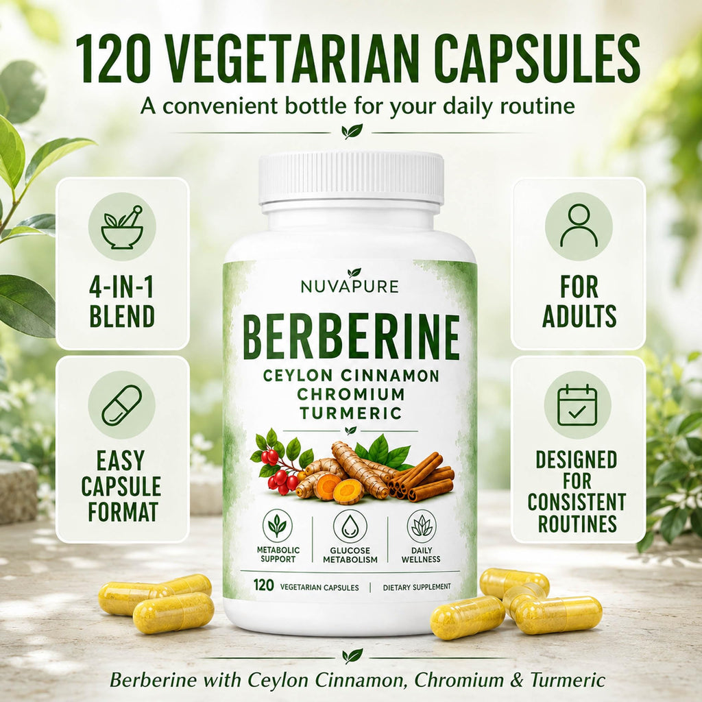 Berberine with Ceylon Cinnamon, Chromium & Turmeric, 120 Vegetarian Capsules A3167