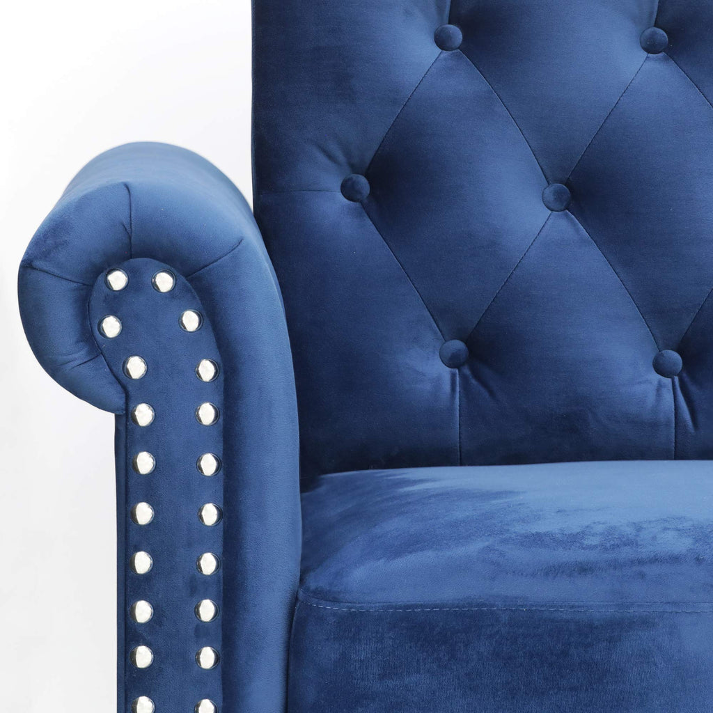 Navy Velvet 2-Seater Loveseat Sofa F859414