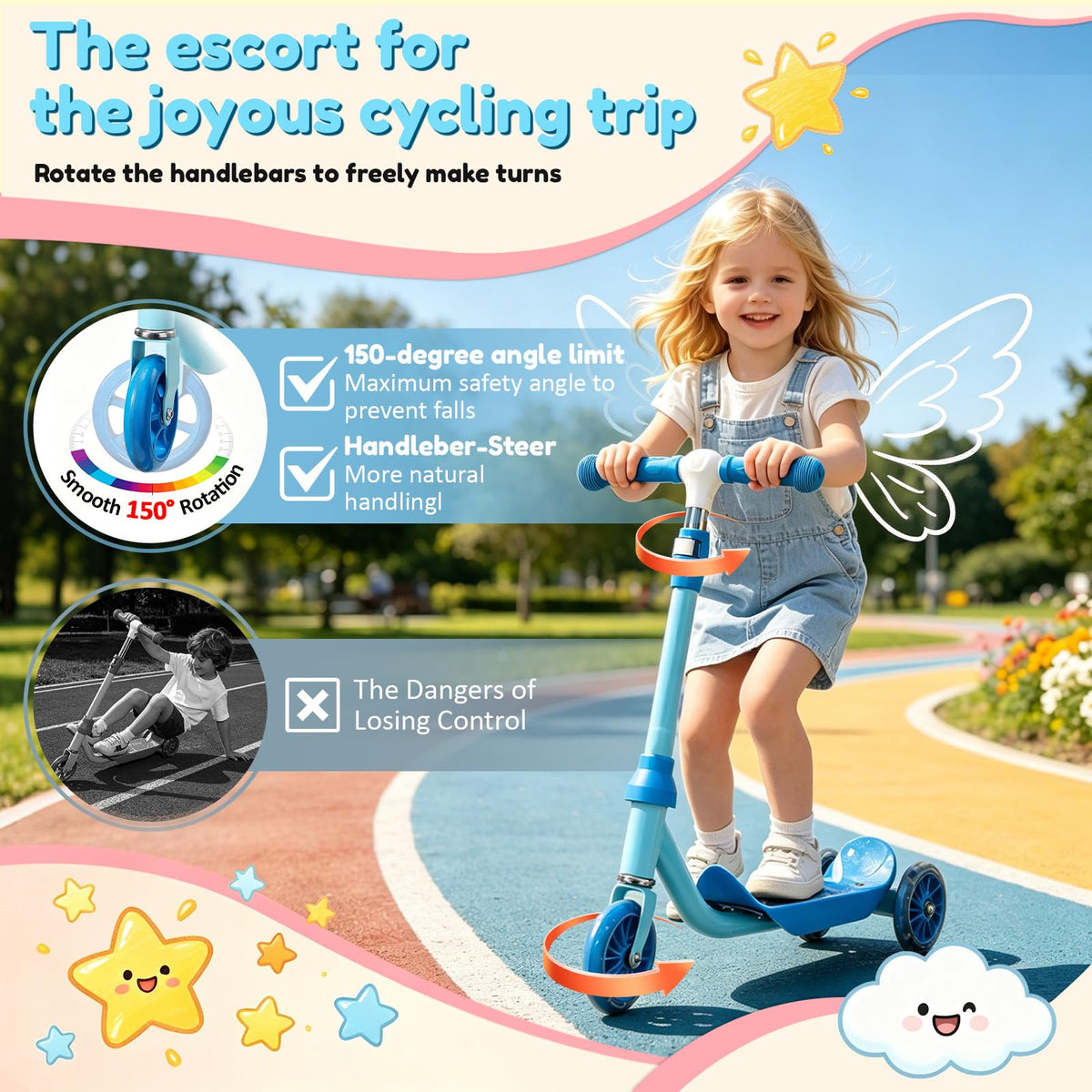 Three Wheel Scooter for Kids 2-5, Light Up Adjustable Height Kick Scooter K4247