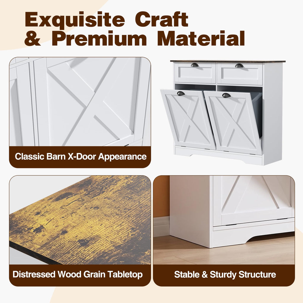 White Tilt Out Trash Cabinet F720139