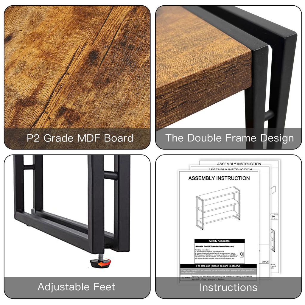 3-Tier Wood and Metal Bookshelf M842423