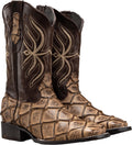 Leather Print Embroidered Square Toe Cowboy Boots G591028