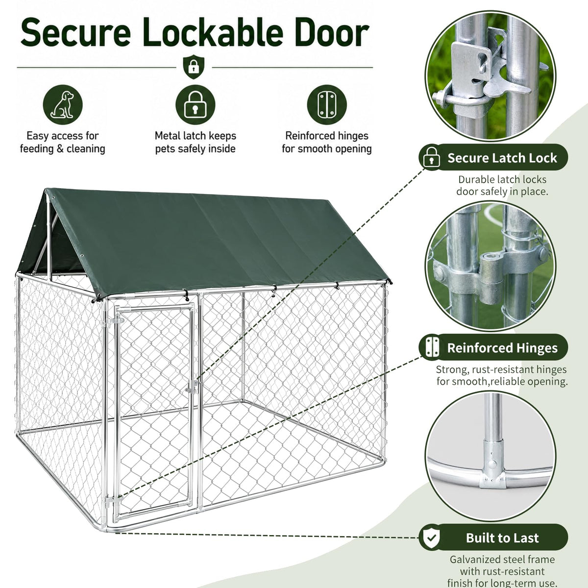 Heavy Duty Outdoor Dog Kennel Galvanized Steel Enclosure L28771