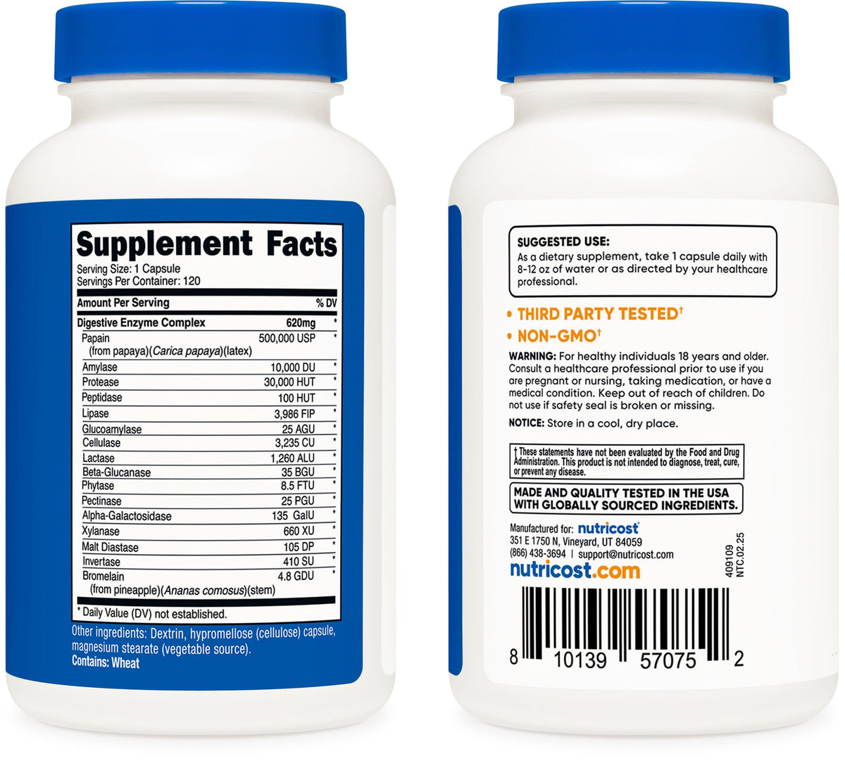 Digestive Enzymes 620mg 120 Capsules T65890