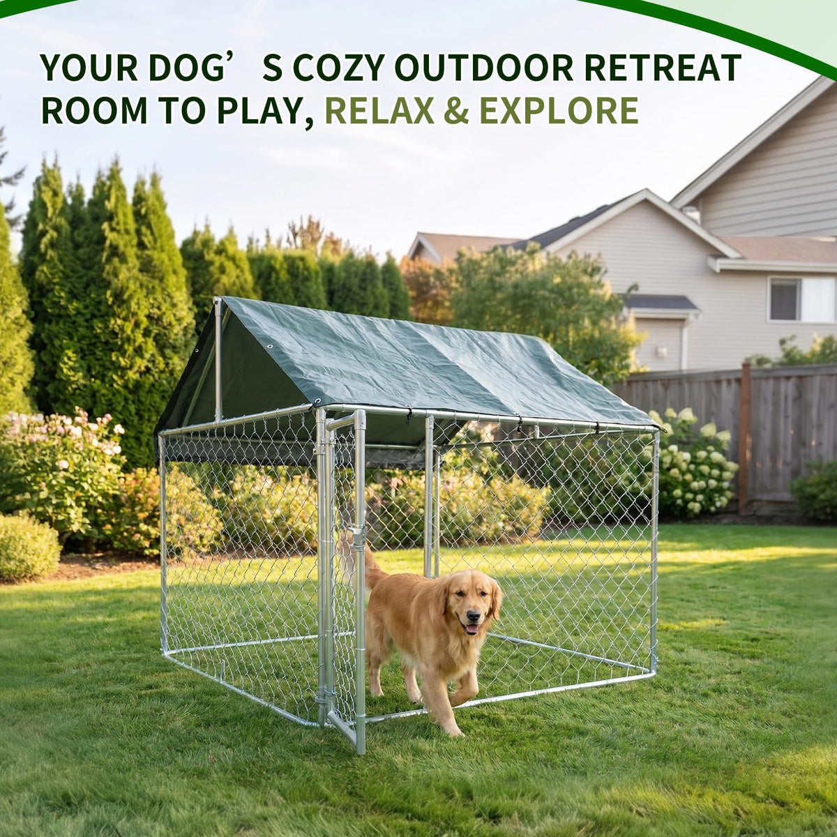 Heavy Duty Outdoor Dog Kennel Galvanized Steel Enclosure L28771
