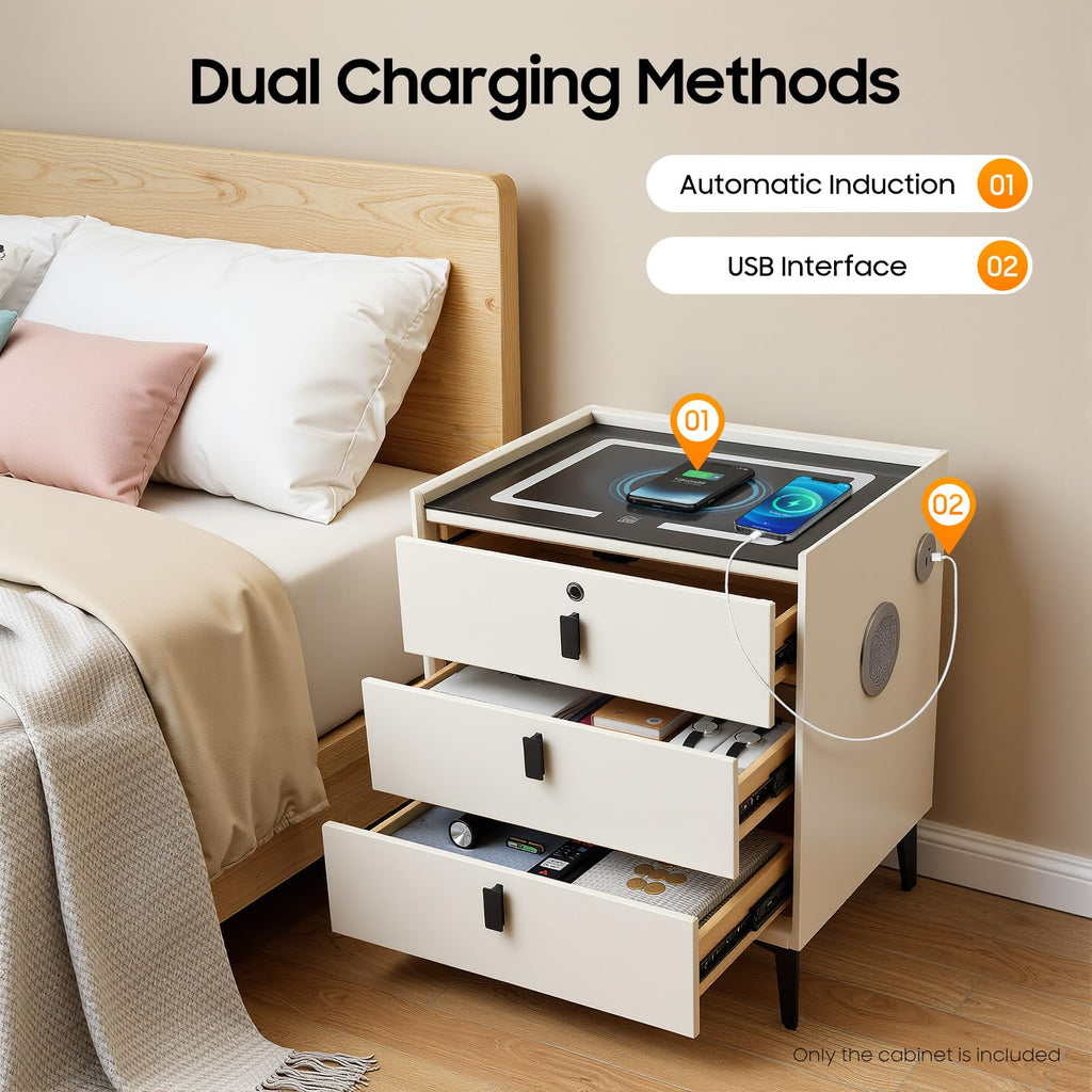 LED Nightstand with Charging Station and Drawers N65521