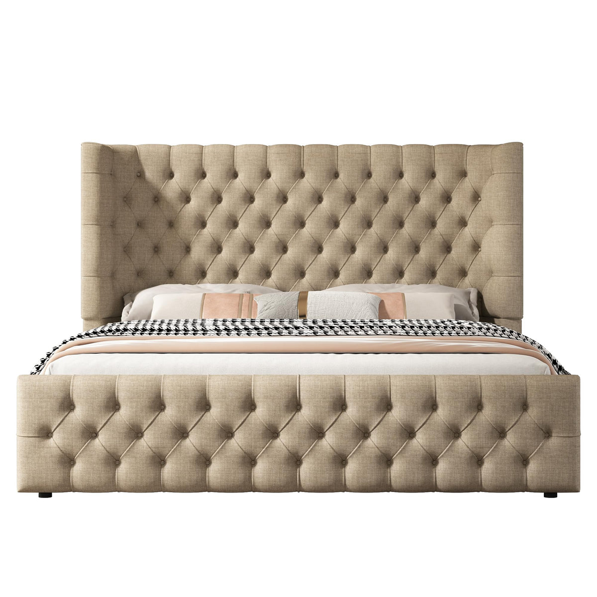 Cal King Bed Frame with Sleigh Headboard & Footboard Z120