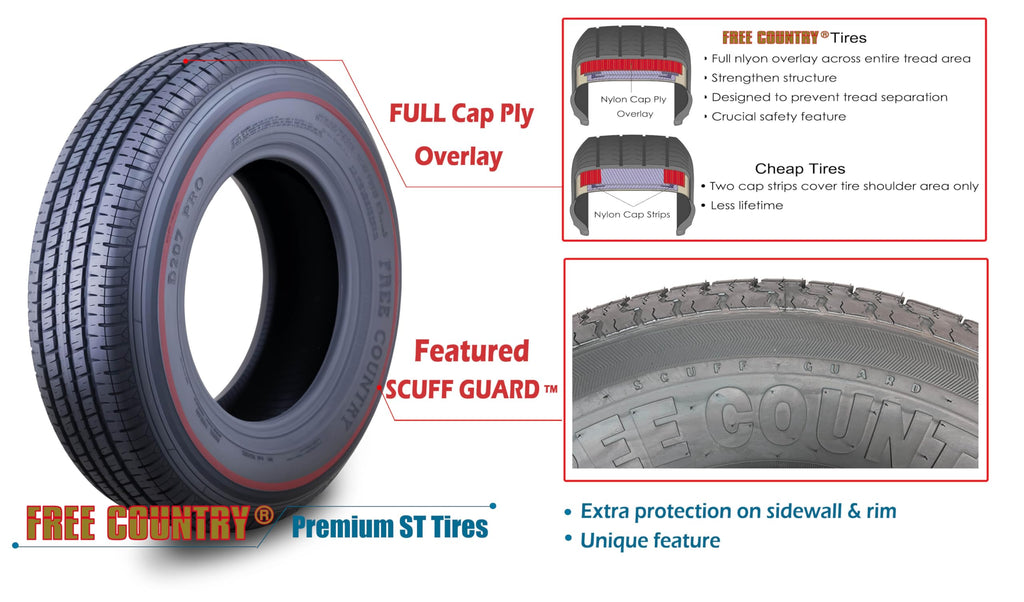 Trailer Tire Wheel ST205/75R15 8-Ply Silver Mod Rim F109