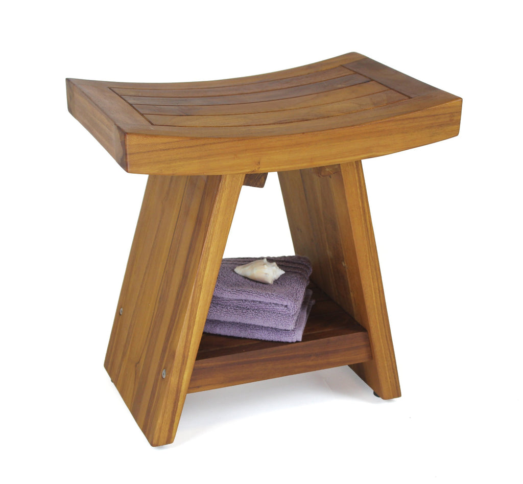18" Teak Shower Bench with Shelf K59305