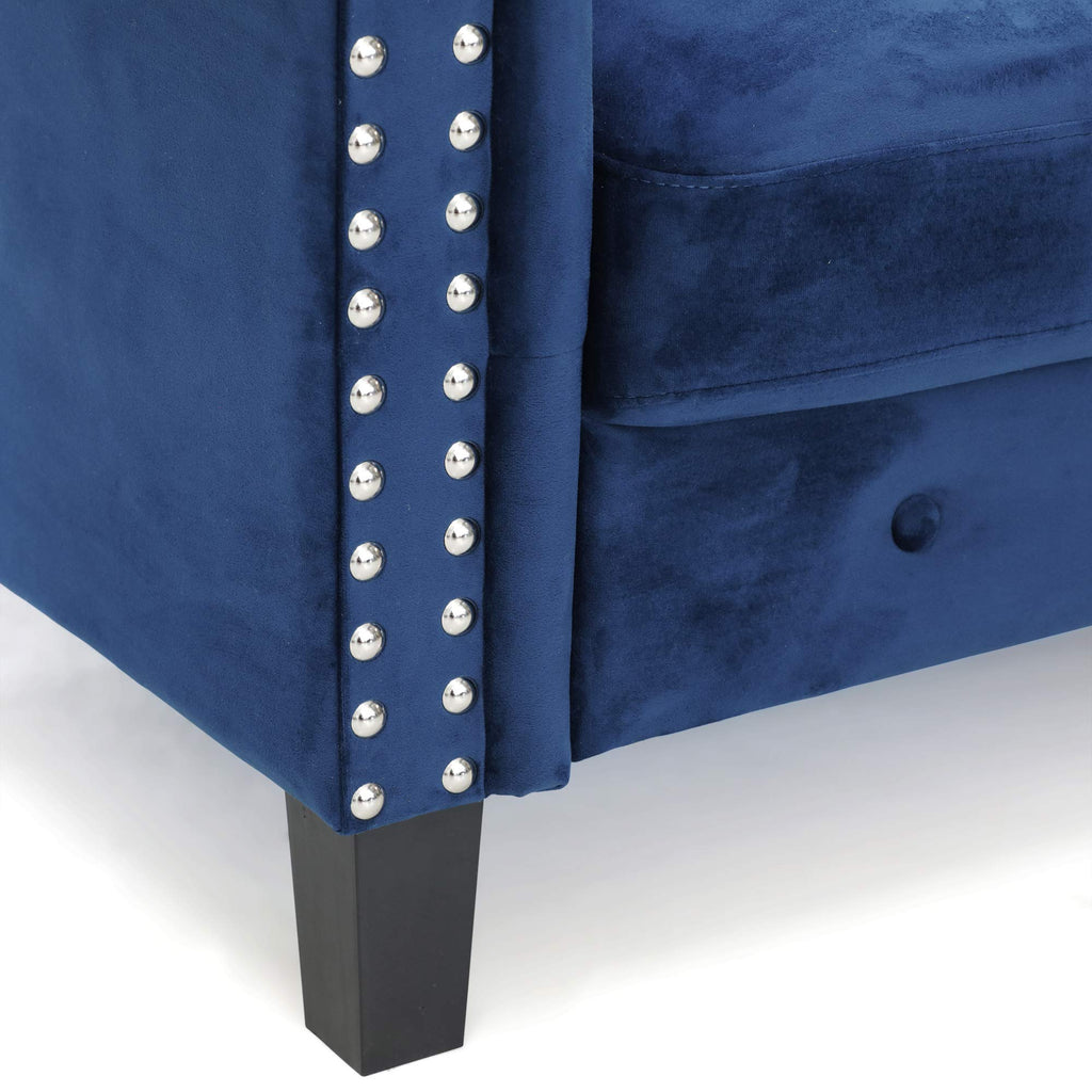 Navy Velvet 2-Seater Loveseat Sofa F859414