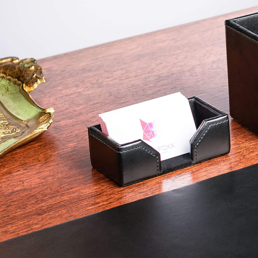 Black 8 Piece Bonded Leather Desk Set T37109