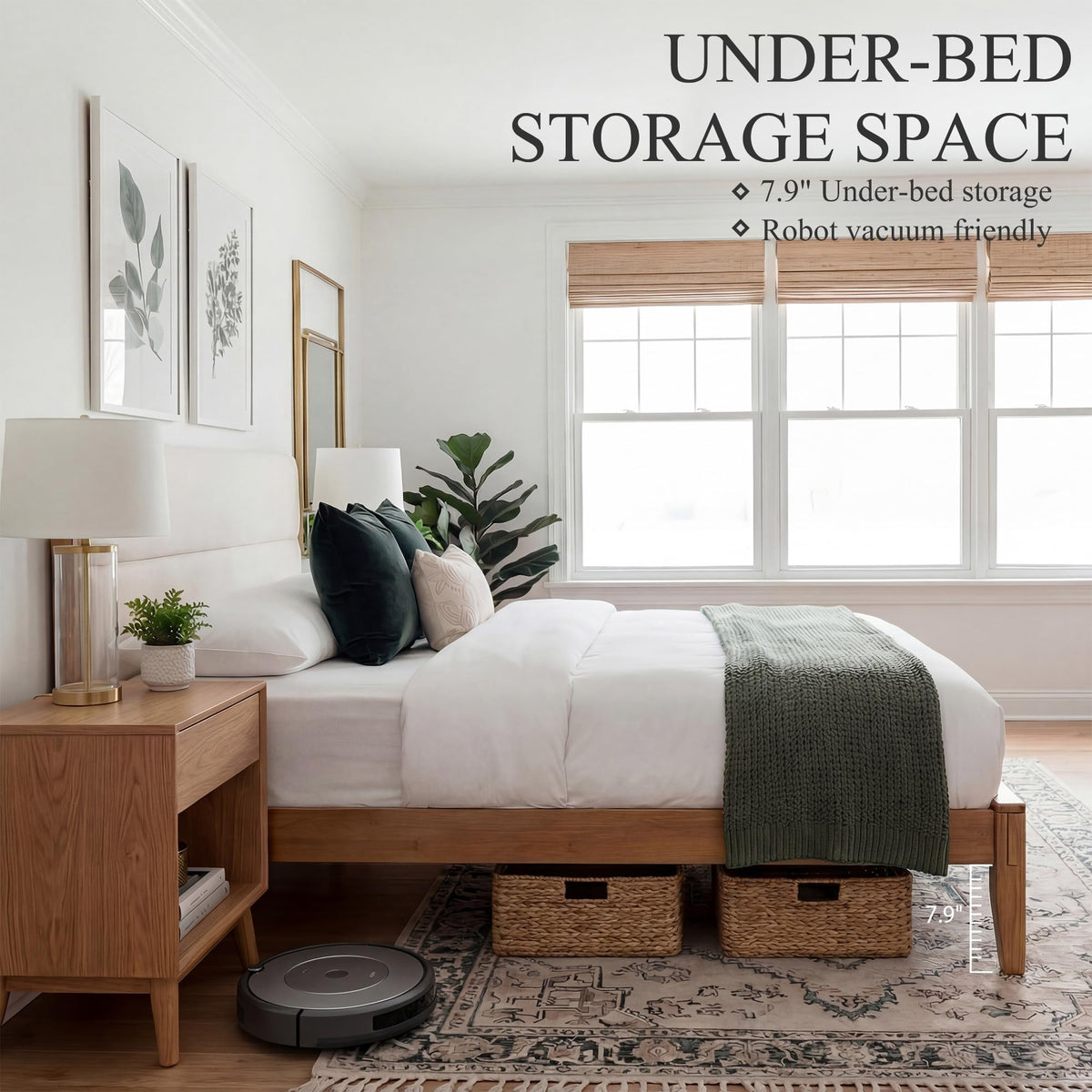 Solid Bamboo Queen Size Bed Frame with Headboard D725