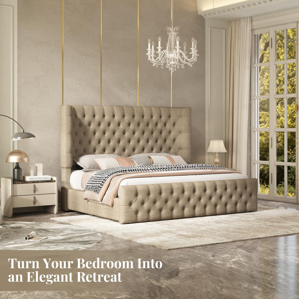 Cal King Bed Frame with Sleigh Headboard & Footboard Z120