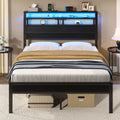 Queen Bed Frame with LED Lights and Charging Station M209