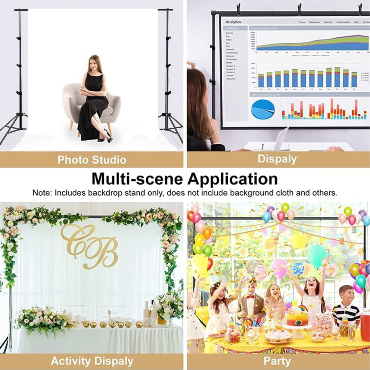 Adjustable Photo Backdrop Stand 9ft x 10ft with Carry Bag X756751