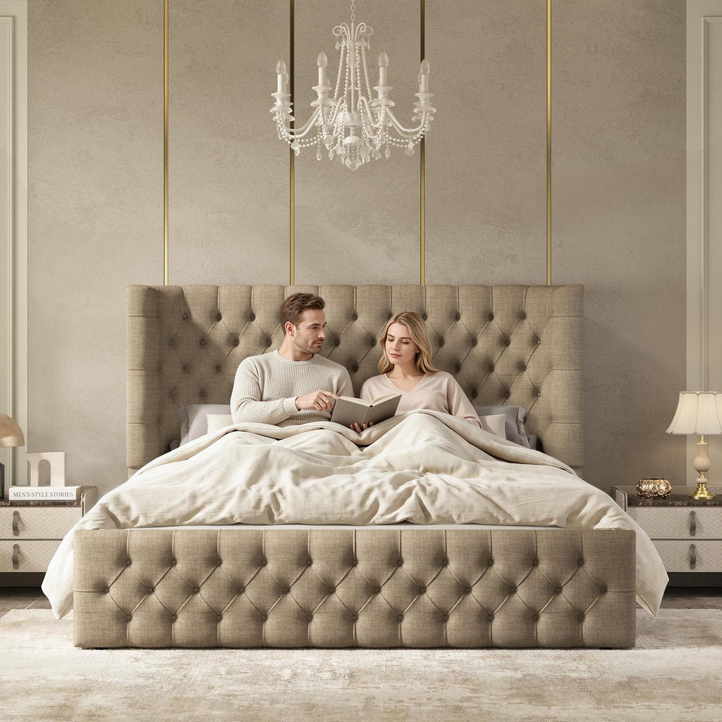 Cal King Bed Frame with Sleigh Headboard & Footboard Z120