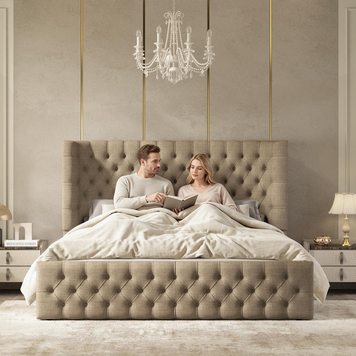 Cal King Bed Frame with Sleigh Headboard & Footboard Z120