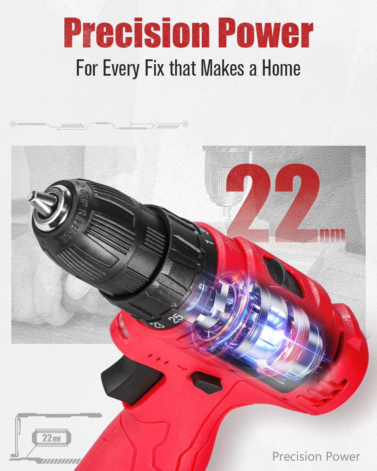 12V Cordless Drill Set 3/8" Power Driver E39964