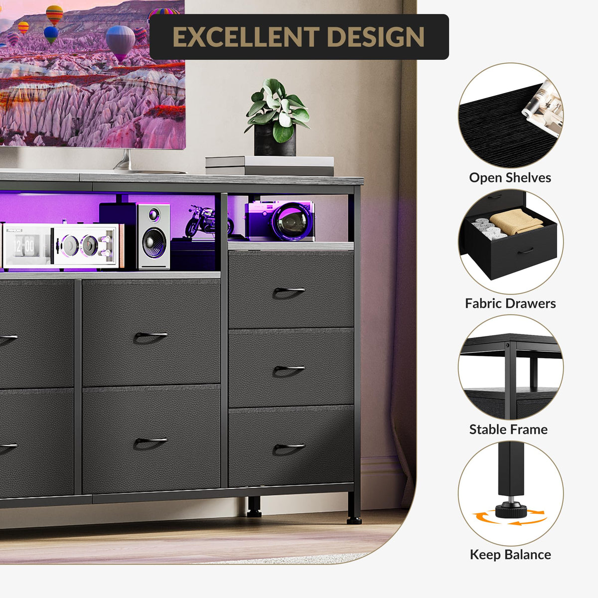 Dresser TV Stand with LED Lights G116332