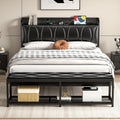 Black Full Size Upholstered Bed Frame with Storage I852