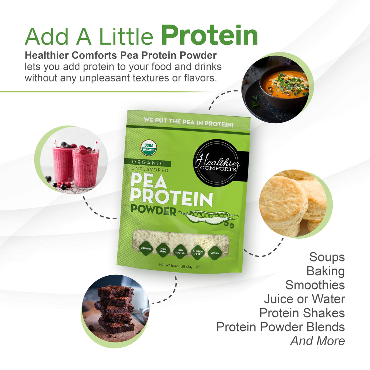Organic Unflavored Pea Protein Powder 1 lb Q926
