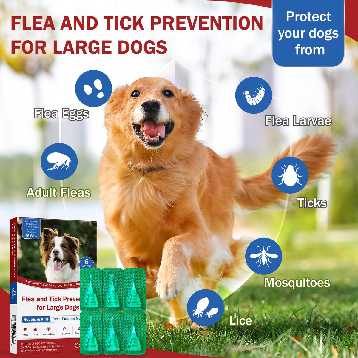 Flea and Tick Prevention for Large Dogs 45 to 88 lbs Y85486