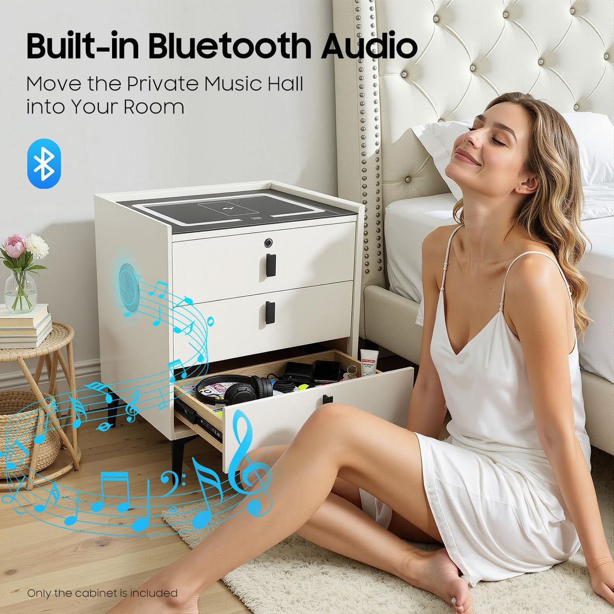 LED Nightstand with Charging Station and Drawers N65521